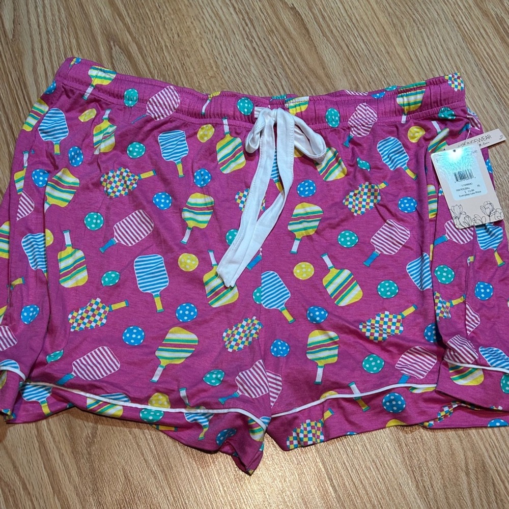 Embrace Your Love Pink Pickleball Print Pajama Lounge Shorts XL